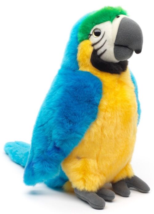 Papagei (blau) - 28 cm (Höhe) - Keywords: Vogel, Ara, exotisches Wildtier, Plüsch, Plüschtier, Stofftier, Kuscheltier