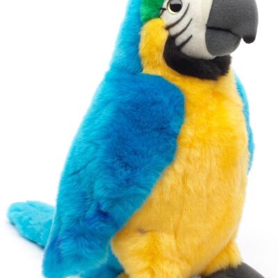Perroquet (bleu) - 28 cm (hauteur) - Mots clés : oiseau, ara, animal sauvage exotique, peluche, peluche, peluche, peluche