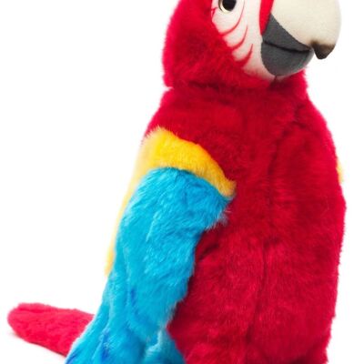 Perroquet (rouge) - 28 cm (hauteur) - Mots clés : oiseau, ara, animal sauvage exotique, peluche, peluche, peluche, peluche