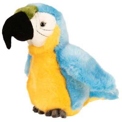 Perroquet (bleu) - 21 cm (hauteur) - Mots clés : oiseau, ara, animal sauvage exotique, peluche, peluche, peluche, peluche