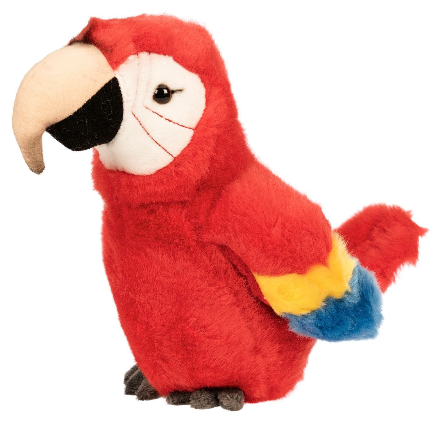 Perroquet (rouge) - 21 cm (hauteur) - Mots clés : oiseau, ara, animal sauvage exotique, peluche, peluche, peluche, peluche
