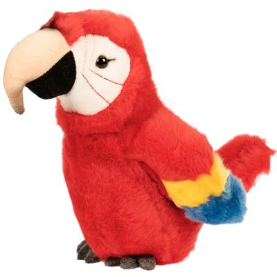 Perroquet (rouge) - 21 cm (hauteur) - Mots clés : oiseau, ara, animal sauvage exotique, peluche, peluche, peluche, peluche