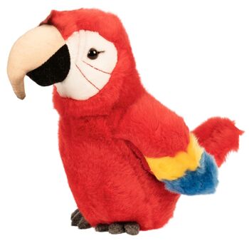 Perroquet (rouge) - 21 cm (hauteur) - Mots clés : oiseau, ara, animal sauvage exotique, peluche, peluche, peluche, peluche 1