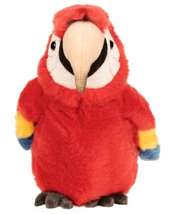 Perroquet (rouge) - 21 cm (hauteur) - Mots clés : oiseau, ara, animal sauvage exotique, peluche, peluche, peluche, peluche 3