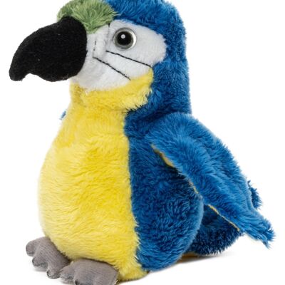 Pappagallo di peluche (blu) - 13 cm (altezza) - Parole chiave: uccello, ara, animale selvatico esotico, peluche, peluche, animale di peluche, peluche