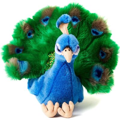 Paon - 19 cm (hauteur) - Mots clés : oiseau, animal sauvage exotique, peluche, peluche, peluche, peluche