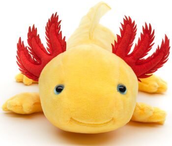 Original Uni-Toys Axolotl (jaune aux yeux bleus) - 32 cm (longueur) - Mots clés : animal aquatique, peluche, peluche, peluche, peluche 2