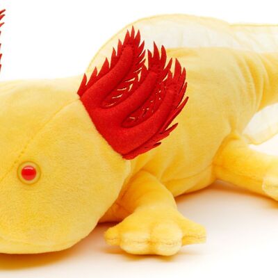 Original Uni-Toys Axolotl (yellow with red eyes) - 32 cm (length) - Keywords: aquatic animal, plush, plush toy, stuffed animal, cuddly toy