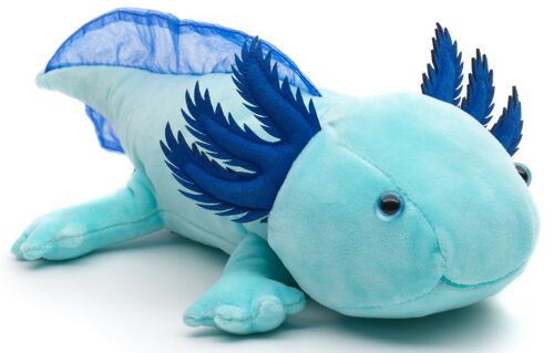 Original Uni-Toys Axolotl (hellblau) - Leuchtet im Dunkeln (fluoreszierender Plüsch) - 32 cm (Länge) - Keywords: Wassertier, Plüsch, Plüschtier, Stofftier, Kuscheltier