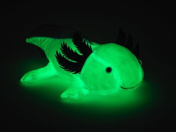 Original Uni-Toys Axolotl (bleu clair) - Brille dans le noir (peluche fluorescente) - 32 cm (longueur) - Mots clés : animal aquatique, peluche, peluche, peluche, peluche 2