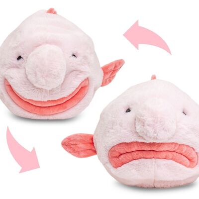 Blobfish - peluche flip (peluche reversible) - 29 cm (largo) - Palabras clave: animal acuático, pez, peluche, peluche, peluche, peluche
