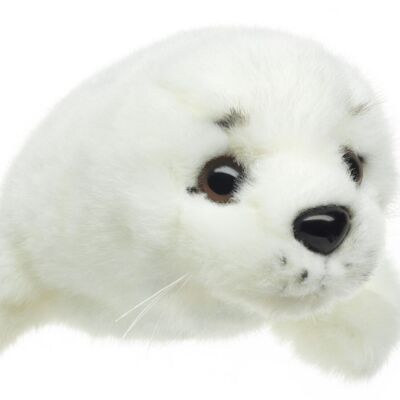 Bébé phoque du Groenland (blanc) - 21 cm (longueur) - Mots clés : animal aquatique, phoque, phoque, peluche, peluche, peluche, peluche