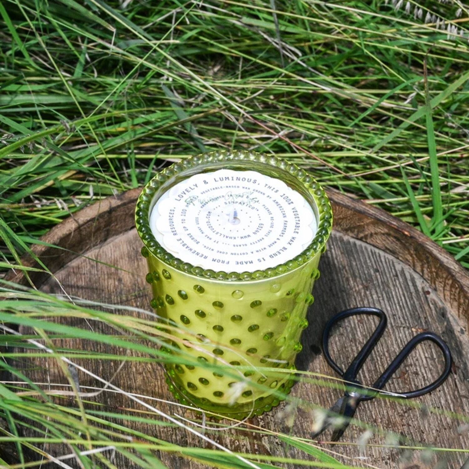 Simpatico Hobnail Glass Candle #347 Prairie Grass