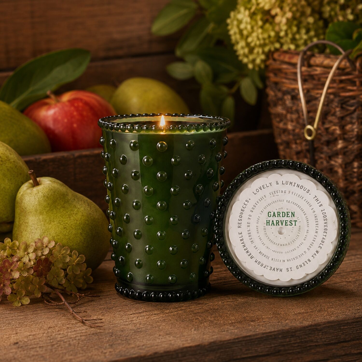 Simpatico Hobnail Glass Candle #517 Garden Harvest