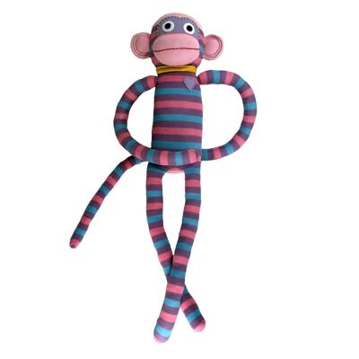 Peluche scimmietta calzino maxi righe rosa/viola