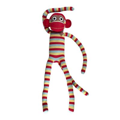Cuddly toy sock monkey maxi stripes red/yellow