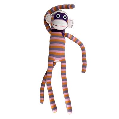 Cuddly toy sock monkey maxi stripes orange/grey