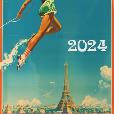8 retro-future posters inspired by the 2024 Olympic Games