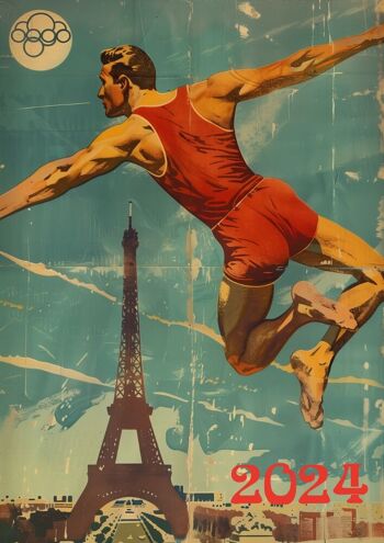 8 affiches retro-futur inspirées des sports athlétiques 2024 2