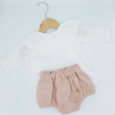 Chemise blanche & bloomer rose