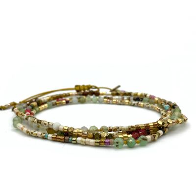 Multi-row summer bracelet / SUN pearl and stone necklace