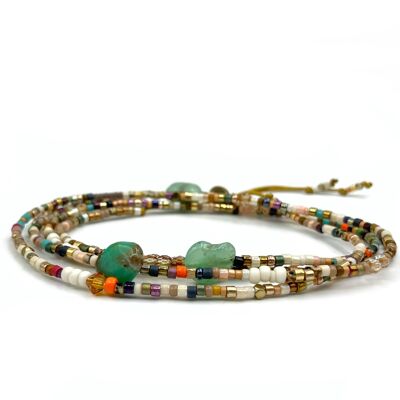 Mehrreihiges Sommerarmband / SUN-Halskette mit Steinen und Perlen