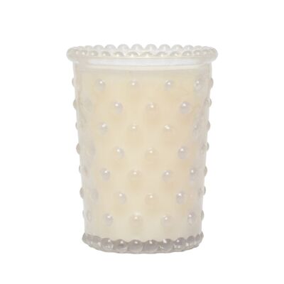 Simpatico White Flower Hobnail Votivkerze