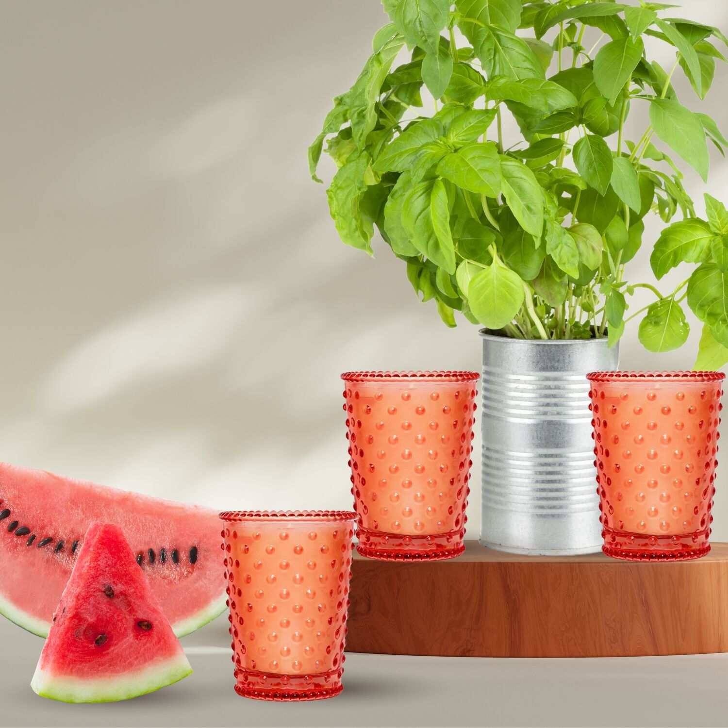 Simpatico Watermelon Basil Hobnail Votive