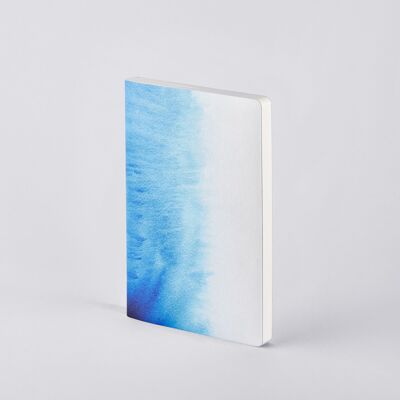Blue Lake - Notebook Flow M - | nuuna notebook A5 | 3.5 mm dot grid | 176 numbered pages | 120g Premium Paper | Jeans label material | sustainably produced in Germany