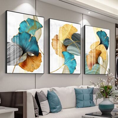 Lote de 3 carteles abstractos de flores - Póster para decoración de interiores