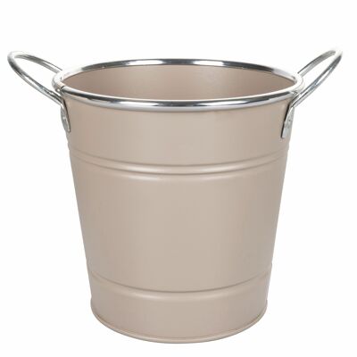 Multi-purpose bucket in zinc alloy Ø18xh.15.5 cm, double handle, grey
