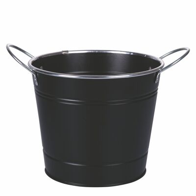 Multi-purpose bucket in zinc alloy Ø18xh.15.5 cm, double handle, black