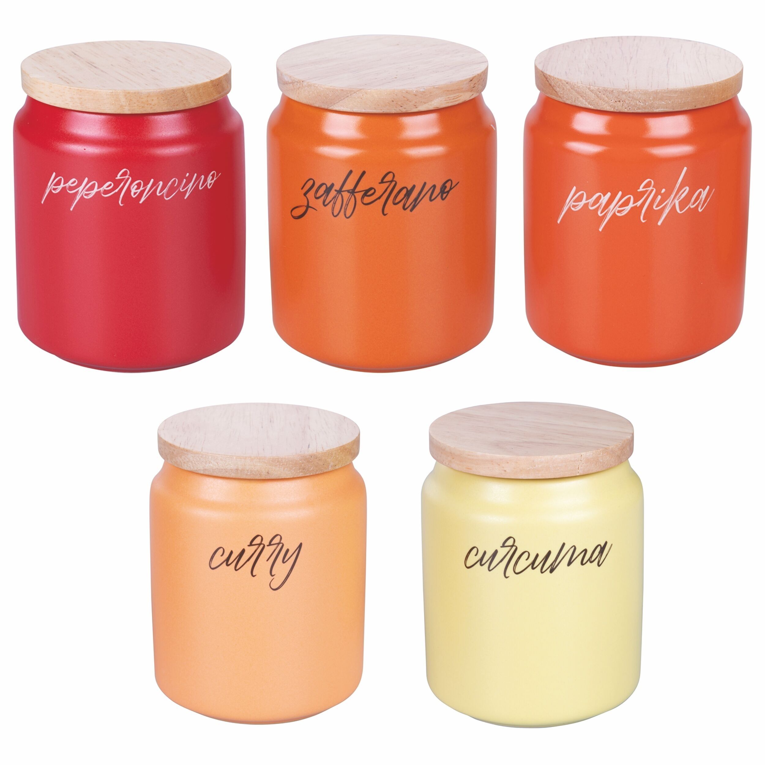 Pot à épices en grès, couvercle en bambou, Shades of Sunset