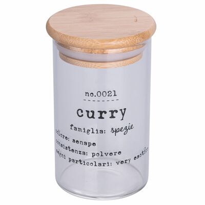 Pot à curry en verre borosilicate 200 ml, couvercle en bambou, Identikit