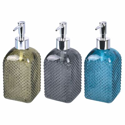 Dispensador de jabón líquido 450 ml en cristal, decoración en relieve, Imperial
