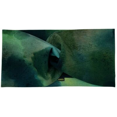 Bandeau en jersey de coton aquarelle vert bleu noir
