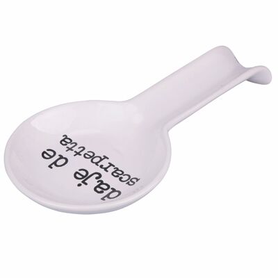 Ceramic spoon rest, white, S.P.Q.eRe