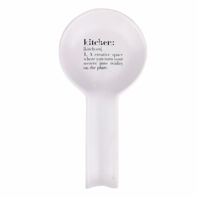 Ceramic spoon rest, white, Victionary