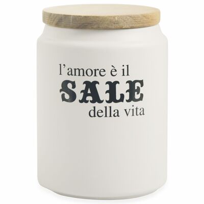 850 ml stoneware salt jar, bamboo lid, Ideas