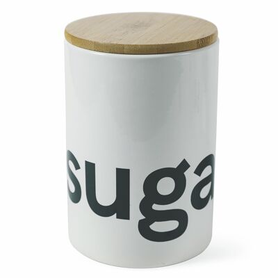 Pot à sucre en céramique 650 ml, couvercle en bambou, Bambou