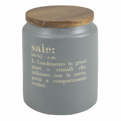 Salero de gres de 800 ml con tapa de bambú, Victionary