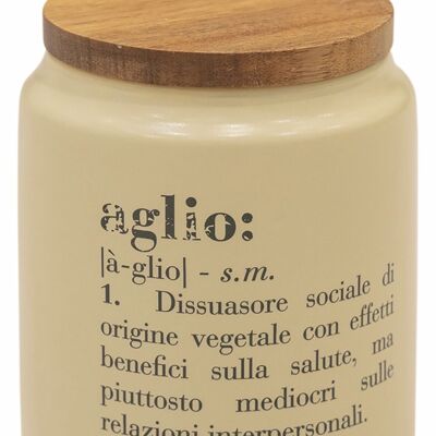 800 ml stoneware garlic jar with bamboo lid, Victionary