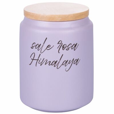 Himalayan pink stoneware jar with bamboo lid, Shade of Provence