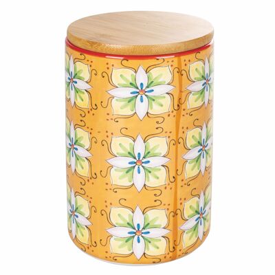 Tarro de cerámica de 870 ml, tapa de bambú, decoración mediterránea, Infinito Pantelleria