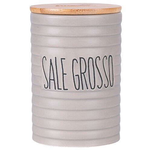 Barattolo sale grosso 850 ml in ceramica, coperchio in bambù, Shapes