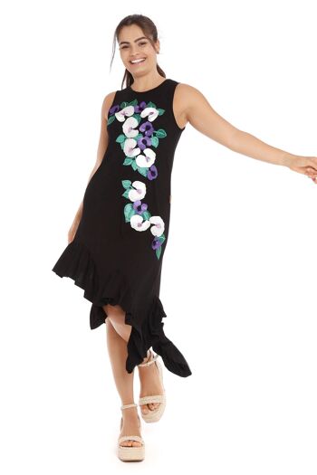 ROBE ASYMÉTRIQUE NOIRE À VOLANT BEGONIA 1