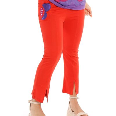 Trousers droit rouge STRAIGHT PANTS IN BANARA RED COLOR