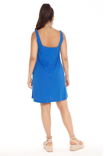 Robe trapèze à encolure carrée bleue A-LINE DRESS MANDRAGORE BLUE 3