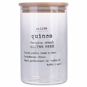 Pot de quinoa en verre borosilicate 1,1 l, couvercle en bambou, Identikit 4