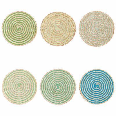 Round placemat with spiral texture, Spiral Greenery